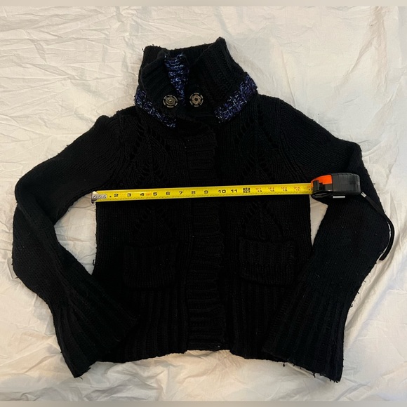 FREE PEOPLE Wool Blend Snap Button Sweater Cardigan with Foldover Collar - Picture 3 of 4